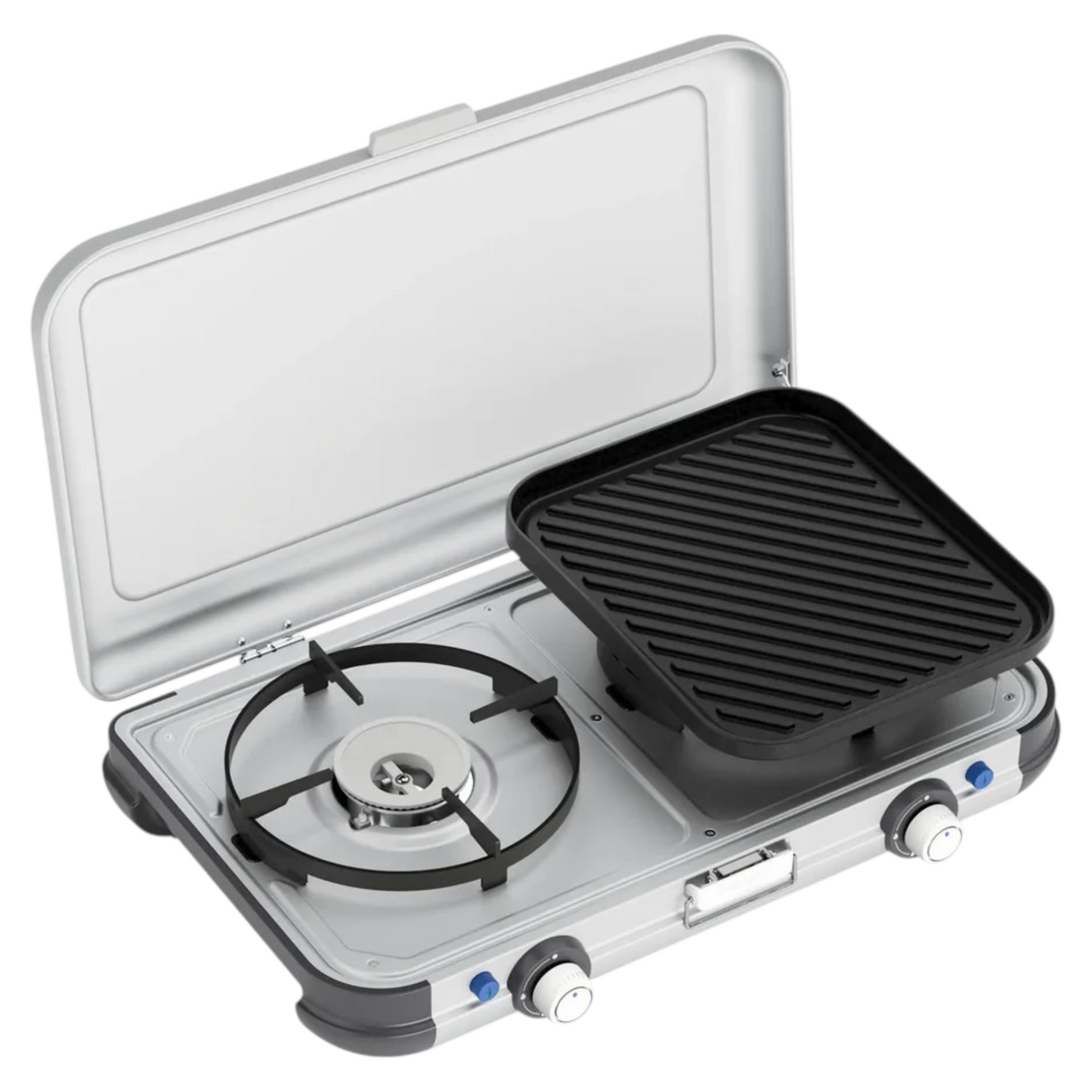 Dual-Burner Portable Caravan Camping Stove & Grill System (Low-Pressure Connection)