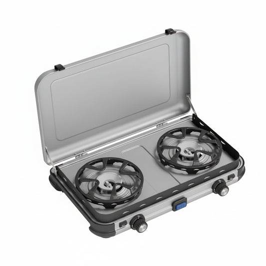 Dual-Burner Tabletop Gas Stove with Enhanced FlameShield Technology