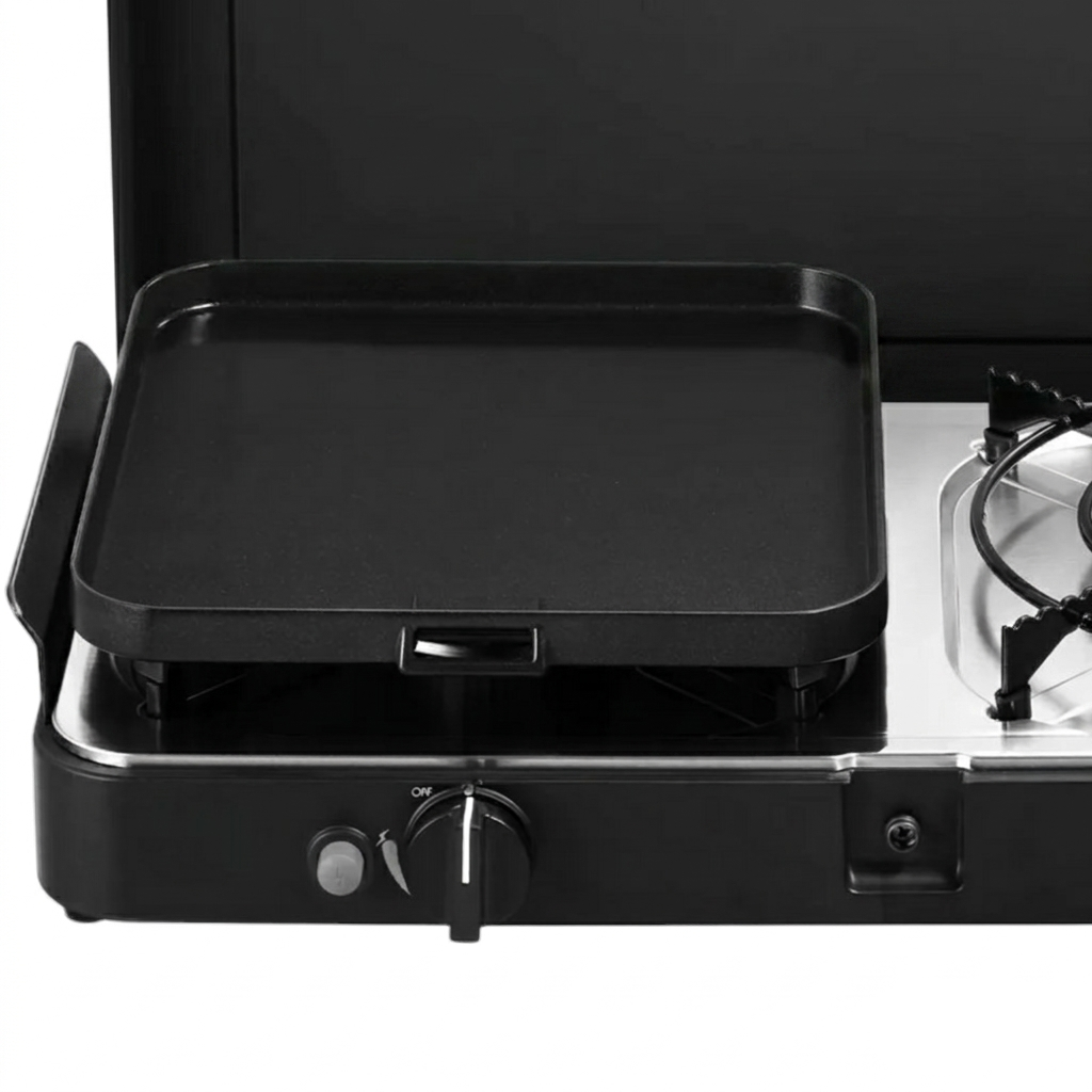 Compact Portable Dual-Burner Tabletop Gas Stove & Grill System with Piezo