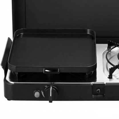 Compact Portable Dual-Burner Tabletop Gas Stove & Grill System with Piezo