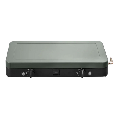 Compact Portable Dual-Burner Tabletop Gas Stove & Grill System with Piezo