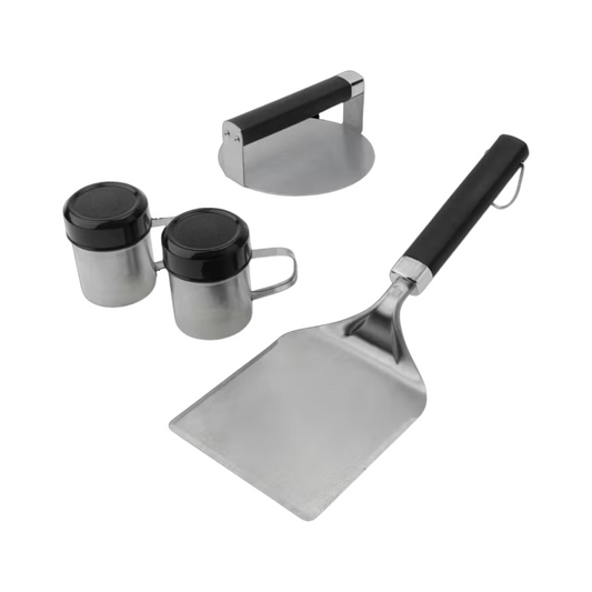 Stainless Steel Griddle Smashed Burger Kit with Heavy-Duty Press & Spatula
