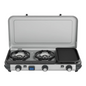 Portable Multi-Cook Dual-Burner Camp Stove with Integrated Toasting Grill