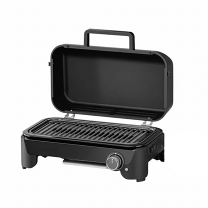 Compact Portable Gas Tabletop Grill with Non-Stick Cast Aluminum Plate