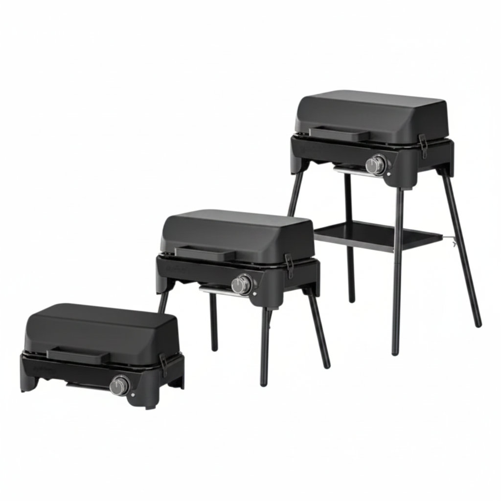 Compact Portable Gas Tabletop Grill with Non-Stick Cast Aluminum Plate