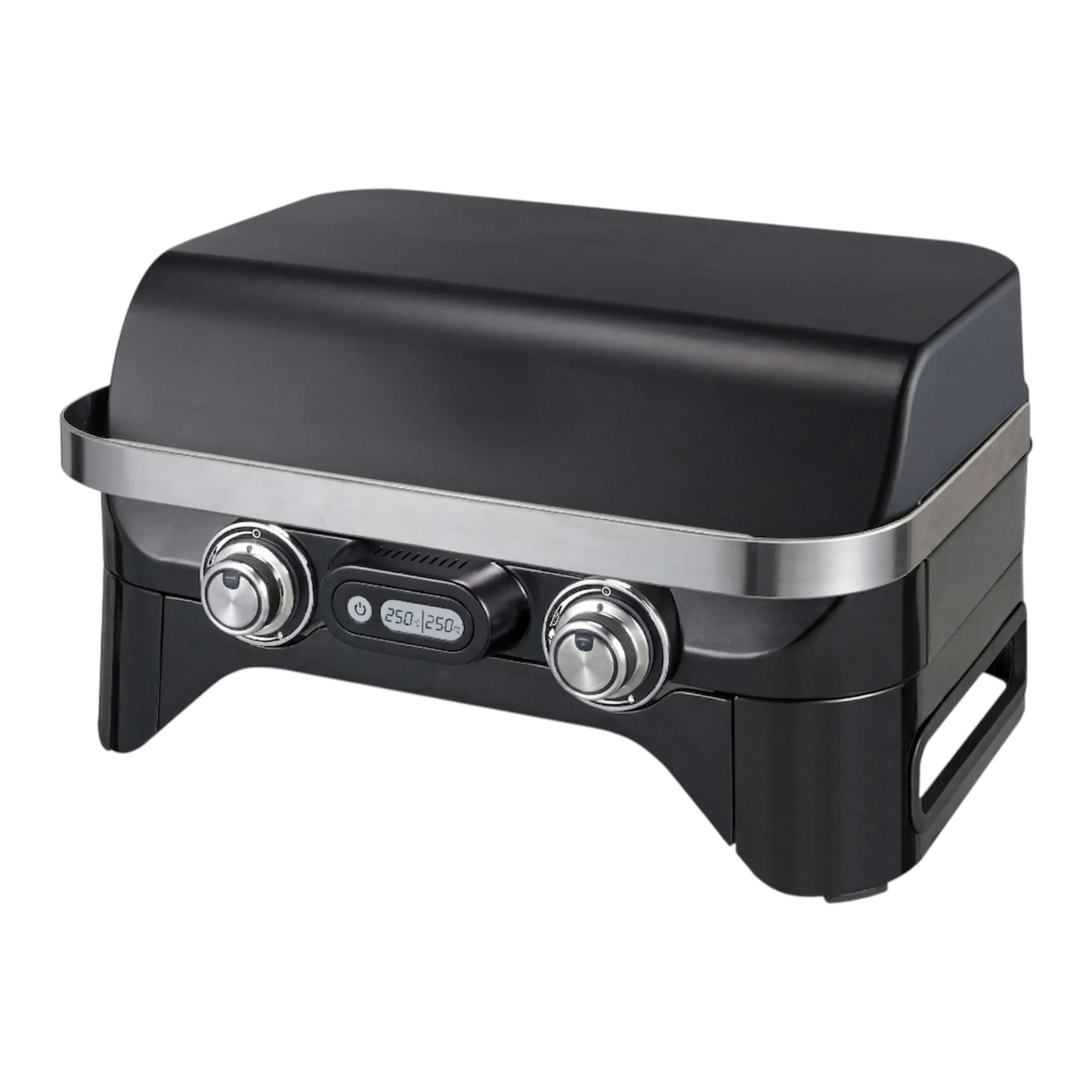 Dual-Burner Smart Tabletop Gas Grill with Digital Thermometer and Radiant Heating
