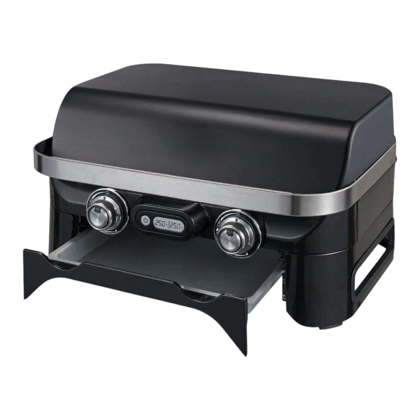 Dual-Burner Smart Tabletop Gas Grill with Digital Thermometer and Radiant Heating