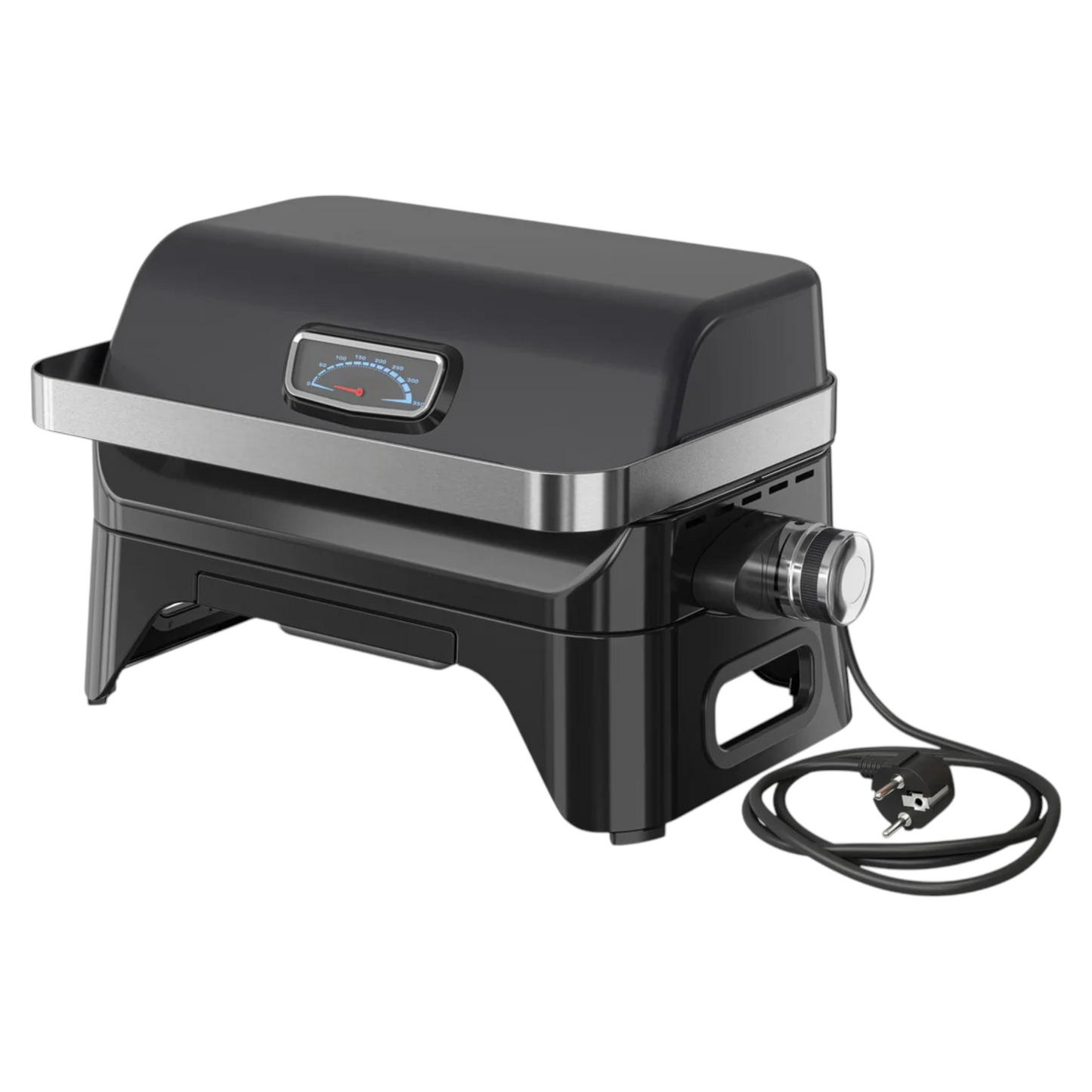Ultra-Portable Single-Element Electric Tabletop Barbecue with Cast Iron Grate