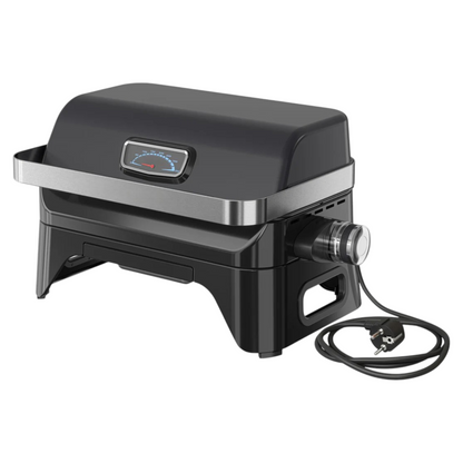 Ultra-Portable Single-Element Electric Tabletop Barbecue with Cast Iron Grate