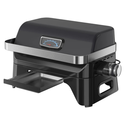 Ultra-Portable Single-Element Electric Tabletop Barbecue with Cast Iron Grate