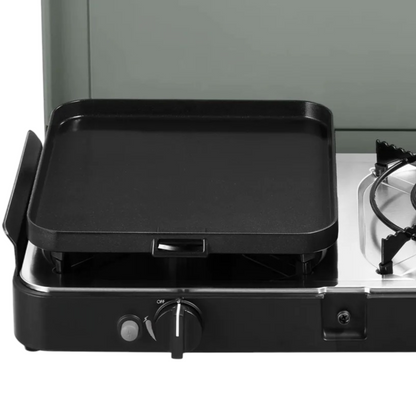 Compact Portable Dual-Burner Tabletop Gas Stove & Grill System with Piezo