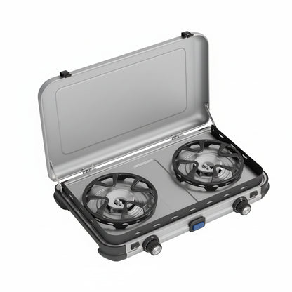 Dual-Burner Tabletop Gas Stove with Enhanced FlameShield Technology