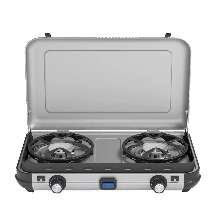 Dual-Burner Tabletop Gas Stove with Enhanced FlameShield Technology