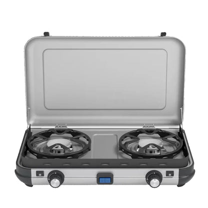 Dual-Burner Tabletop Gas Stove with Enhanced FlameShield Technology