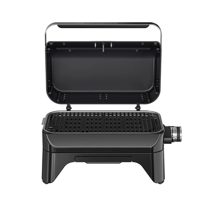 Ultra-Portable Single-Element Electric Tabletop Barbecue with Cast Iron Grate