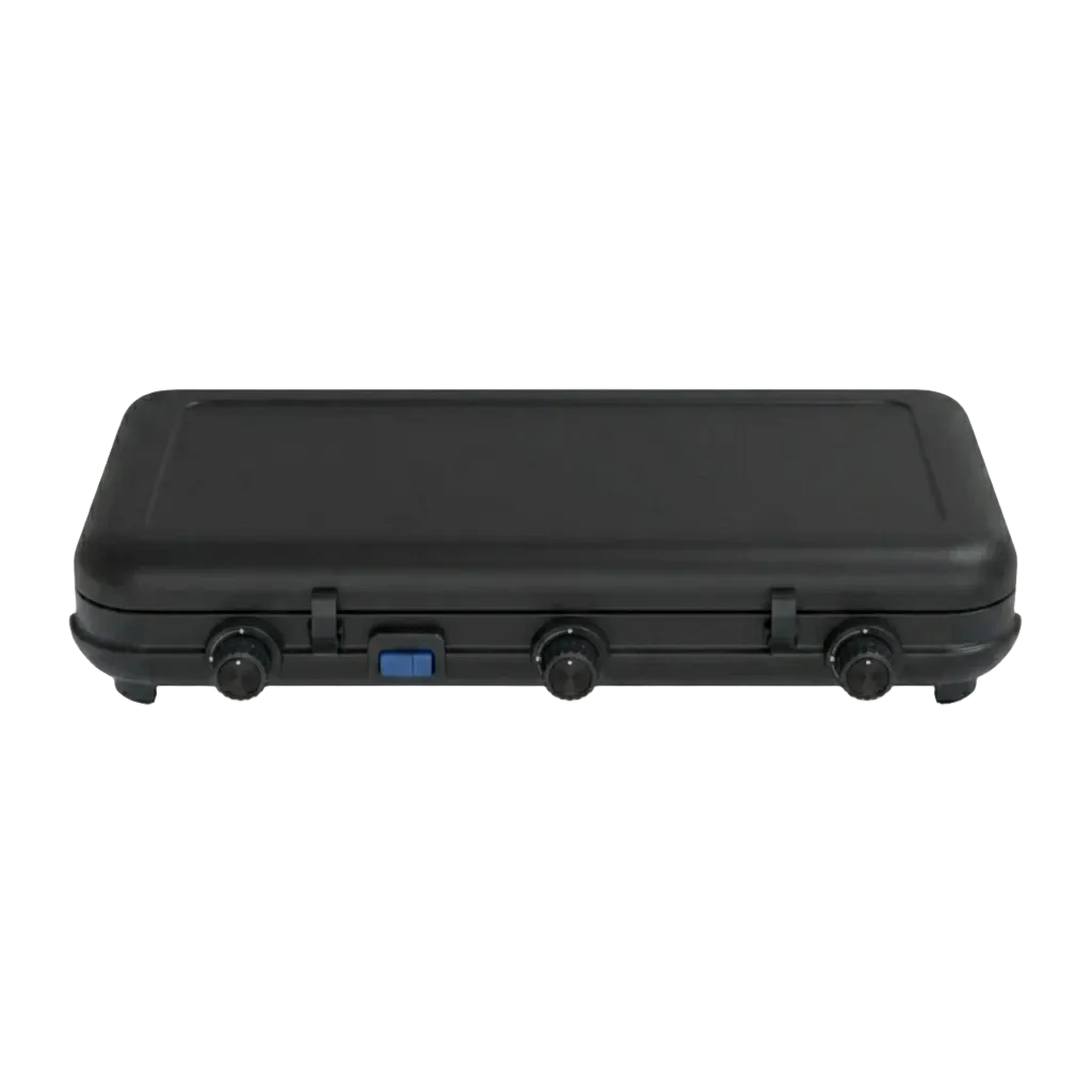 Portable Multi-Cook Dual-Burner Camp Stove with Integrated Toasting Grill