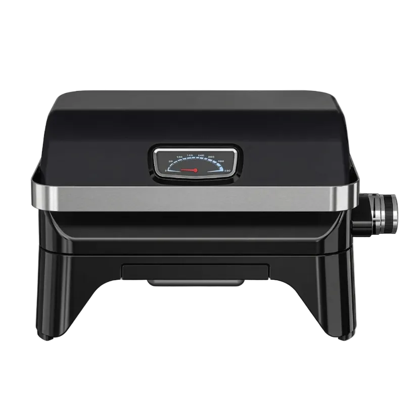 Ultra-Portable Single-Element Electric Tabletop Barbecue with Cast Iron Grate
