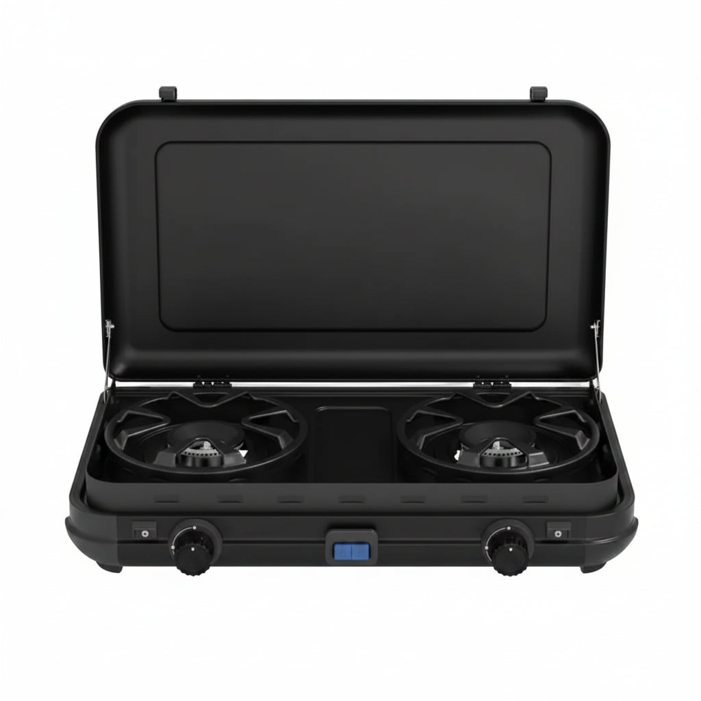 Dual-Burner Tabletop Gas Stove with Enhanced FlameShield Technology
