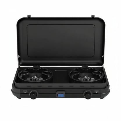 Dual-Burner Tabletop Gas Stove with Enhanced FlameShield Technology
