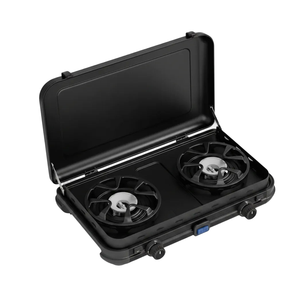 Dual-Burner Tabletop Gas Stove with Enhanced FlameShield Technology