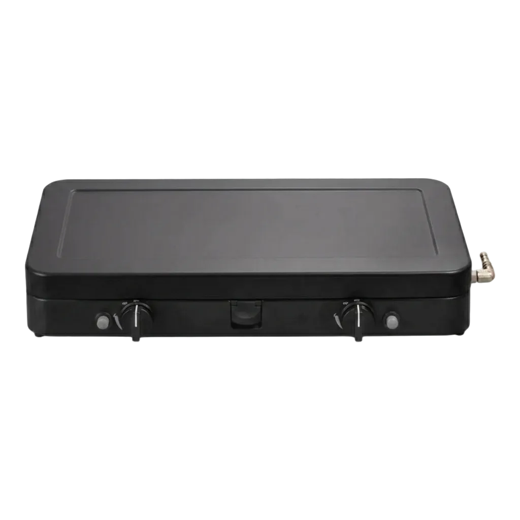 Compact Portable Dual-Burner Tabletop Gas Stove & Grill System with Piezo